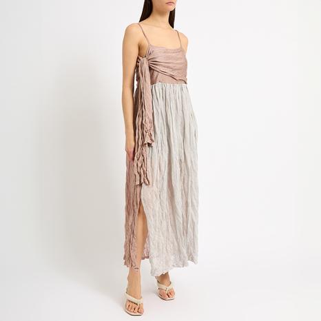 Nude Crinkle Midi Dress