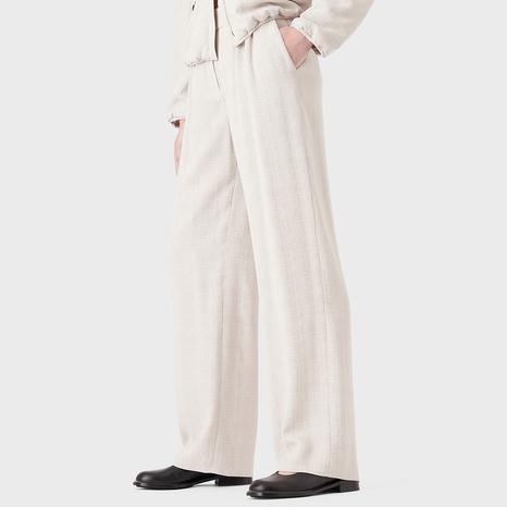 Ecru Wide Leg Trousers