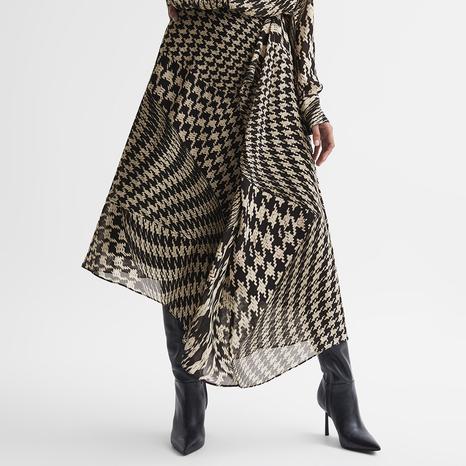 Black Oksana Printed Midi Skirt