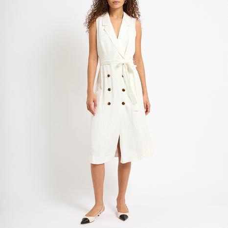 Ivory Mariah Structured Linen Dress