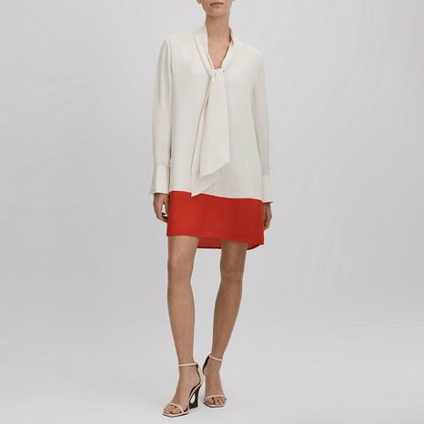 Cream Marta Tie Neck Mini Dress
