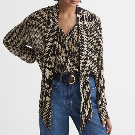 Black Cedar Mono Print Blouse