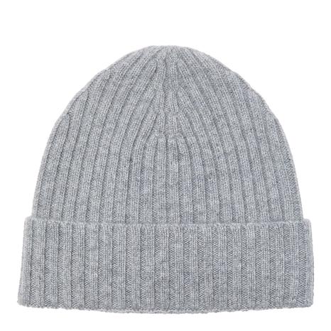 Grey Ribbed Cashmere Beanie