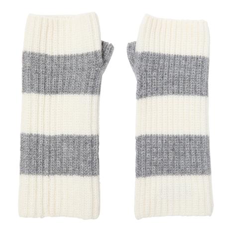 Grey/Cream Striped Cashmere Fingerless Gloves