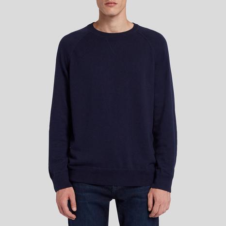 Navy Raglan Knitted Wool Blend Jumper