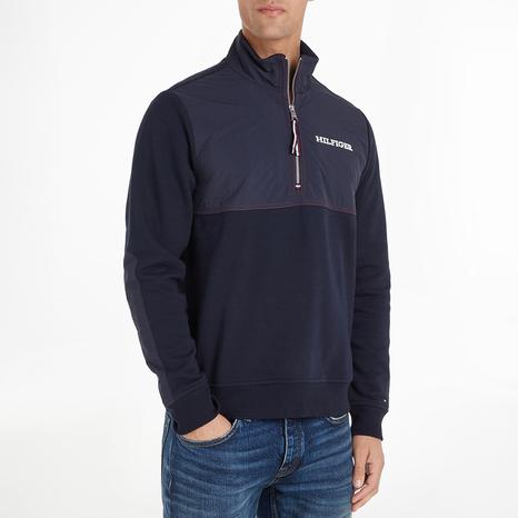 Navy Embroidered Half Zip Sweatshirt
