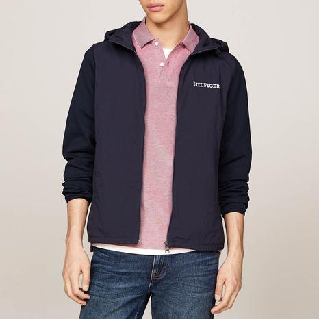 Navy Monotype Hooded Jacket