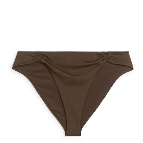 Brown Gathered Bikini Bottoms