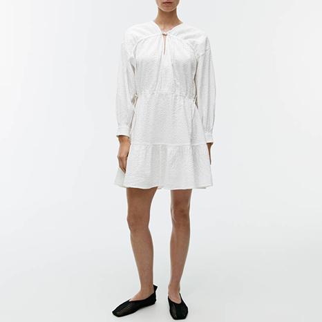 White Shirt Ruffle Dress