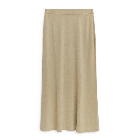 Beige Knit Loose Midi Skirt