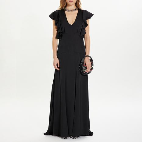 Black New Satin Plain Dress