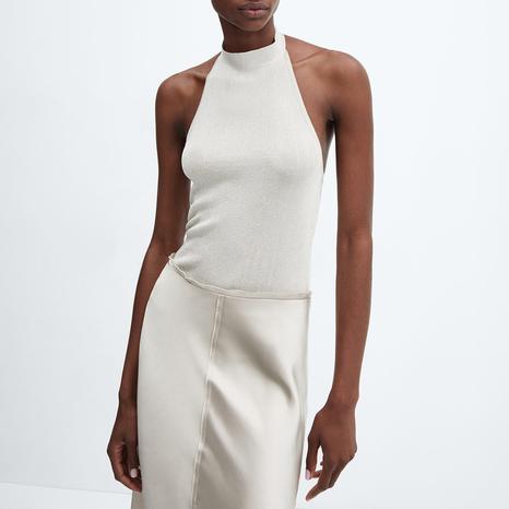 White Lurex Halter-Neck Top