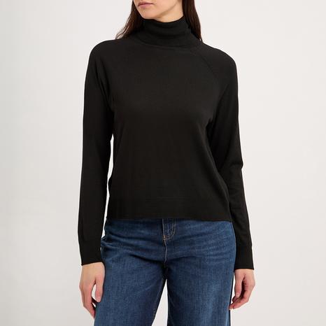 Black Roll Neck Cashmere Blend Jumper