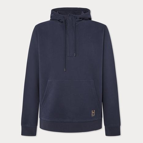 Navy Embroidered Cotton Hoodie