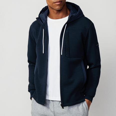 Navy Cotton Blend Zipped Sweatshirt