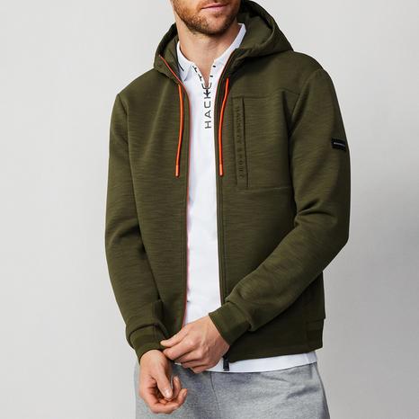 Green Cotton Blend Zipped Sweatshirt