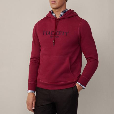 Red Embroidered Cotton Blend Hoodie