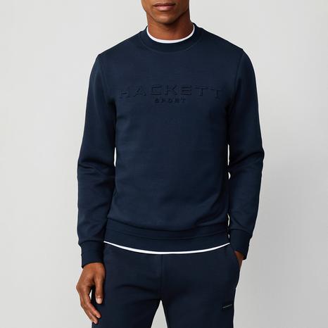 Navy Embossed Cotton Blend Sweatshirt