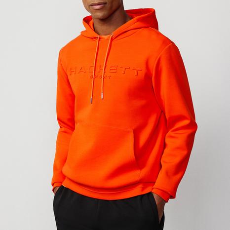 Orange Embossed Cotton Blend Hoodie