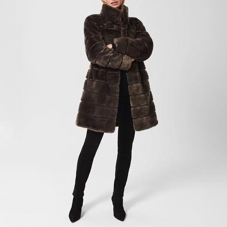 Charcoal Ros Longline Faux Fur Coat