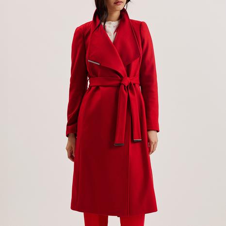 Red Wrap Wool/Cashmere Blend Coat
