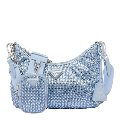 Aqua Satin Crystal Re-Edition 2005 Shoulder Bag