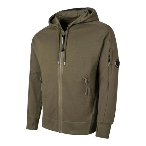 Khaki Lens Fleece Cotton Zipped Hoodie