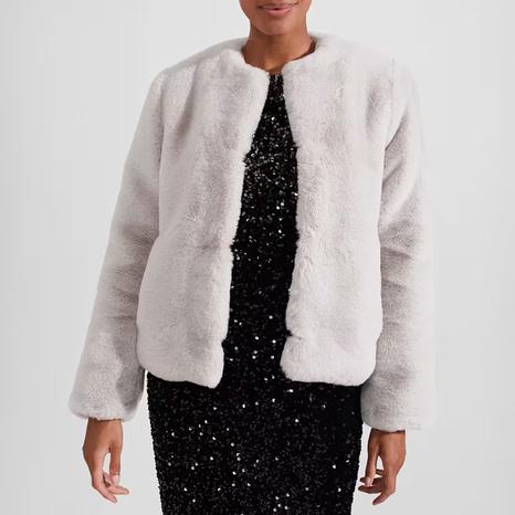 Silver Florence Faux Fur Coat