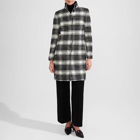 Black Dani Check Wool Blend Coat