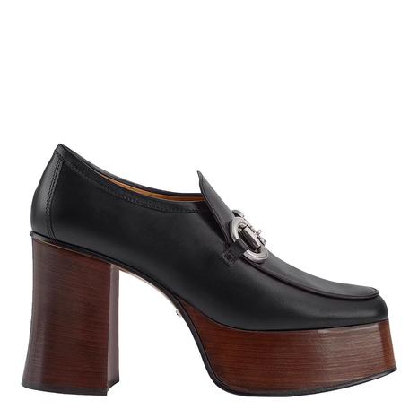 Black Leather Baby Platform Loafer