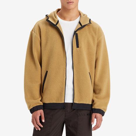 Camel Sherpa Zipped Hoodie
