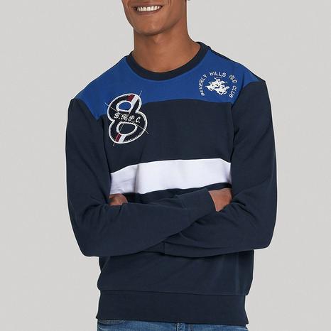 Navy 8 Panelled Sweatshirt