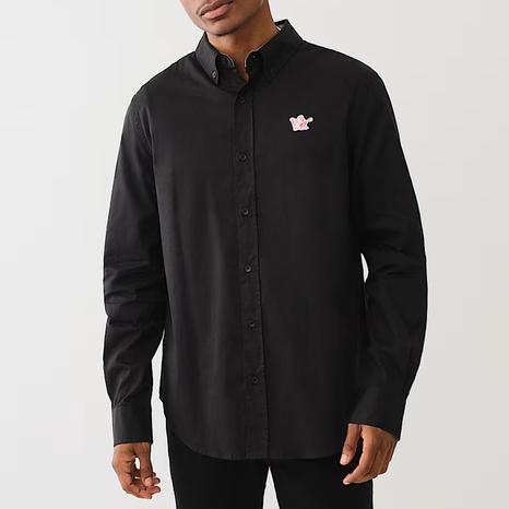 Black Embroidered Buddha Core Cotton Shirt