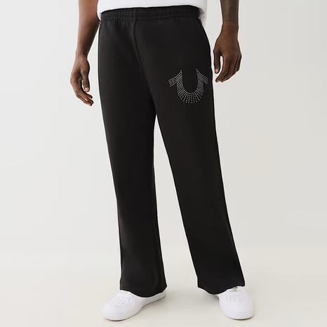 Black Studded Straight Leg Cotton Blend Joggers