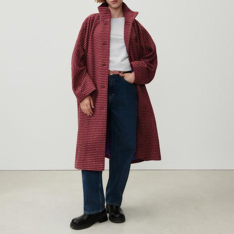Burgundy Wool Blend Longline Coat