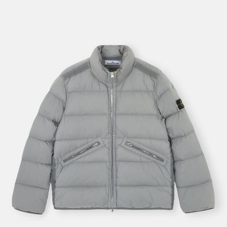 Grey Funnel Zip Puffer Coat
