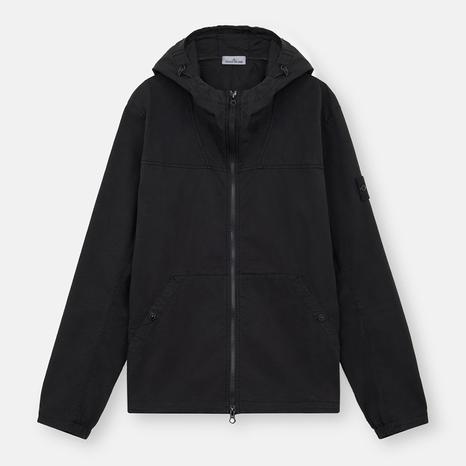 Black Hooded Cotton Blend Overshirt