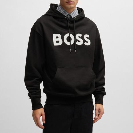 Black Classic Logo Drawstring Hoodie