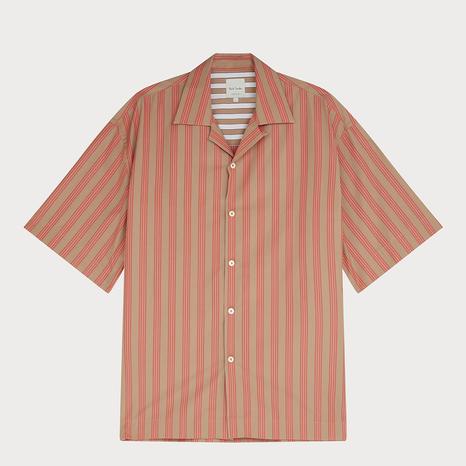 Tan Stripe Oversized Cotton Shirt