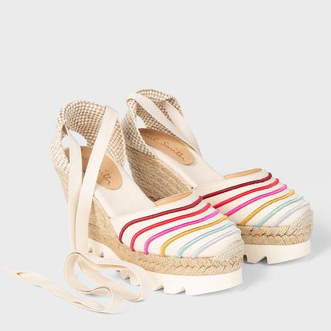 Ecru Emmie Stripe Cotton Espadrille