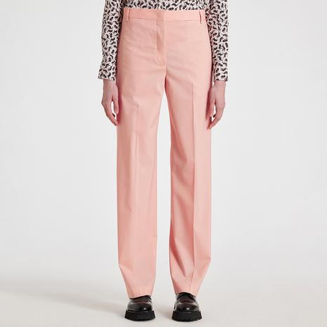 Light Pink Tailored Wool Blend Trousers