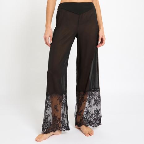 Silk Chiffon Trousers Black
