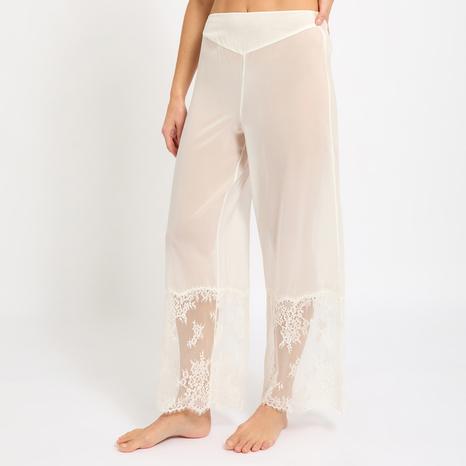 Silk Chiffon Trousers White