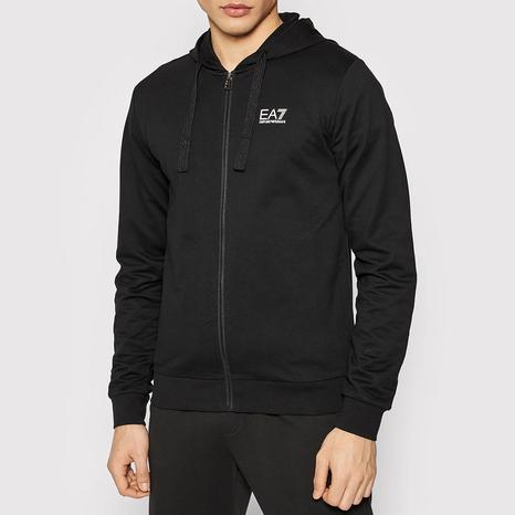 Black Zip Through Cotton Hoodie