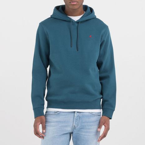 Teal Small Logo Cotton Hoodie