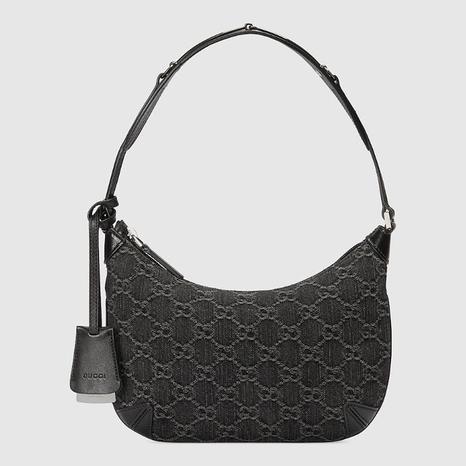Black Gucci Horsebit Slim Small Shoulder Bag