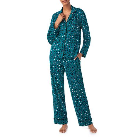 Green Animal Print Notch Collar Pyjama Set