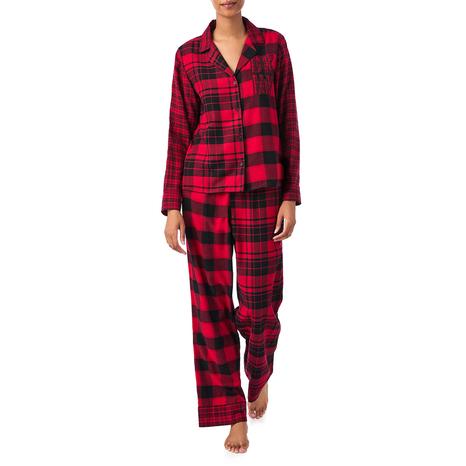 Red Plaid Relax Flannel Notch Pyjama Set