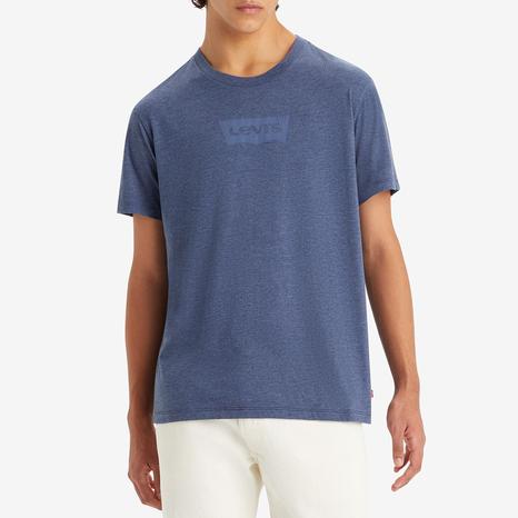 Blue Washed Logo Cotton Blend T-Shirt