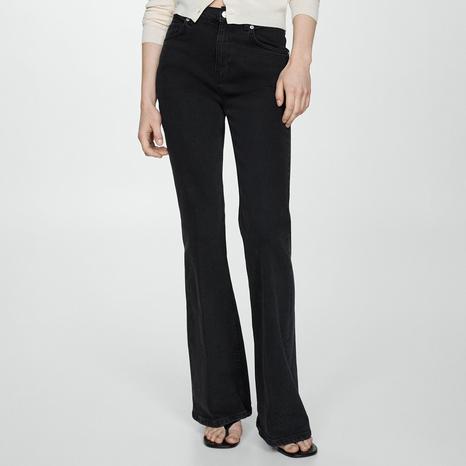 Black High Rise Flared Jeans
